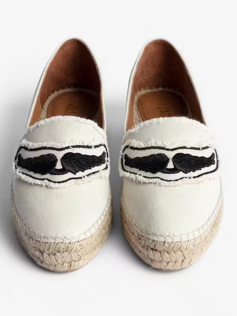 Zadig & Voltaire Canvas City Frayed Espadrille Flats size EU 39 angel wings